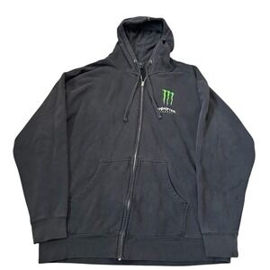 Vintage Y2K Monster Energy Drink Full Zip Hoodie Size XL 2000s 2002 Logo Rare